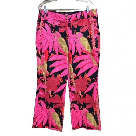 J.CREW Pants - J.Crew Womens Kickout Crop Pants Size 12 Pink Palm Print High Rise AM 990 $118